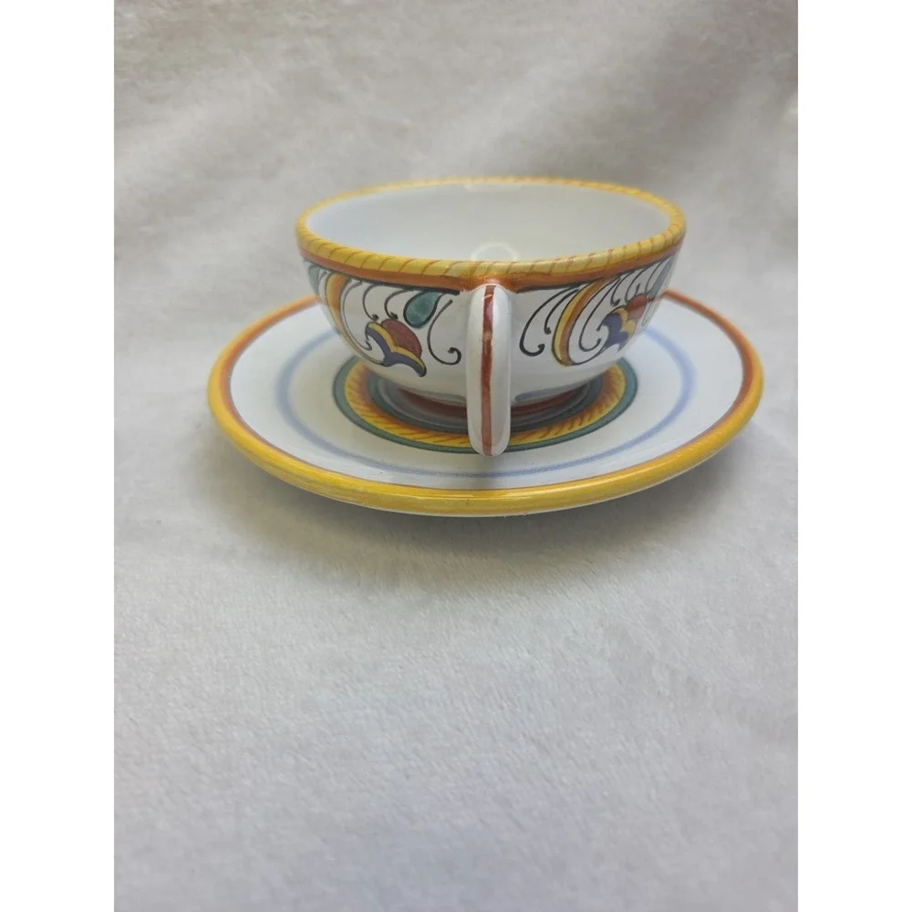 Deruta Cup & Saucer Floral Made In‎ Italy Marked Ceramica Espresso Demitasse 4